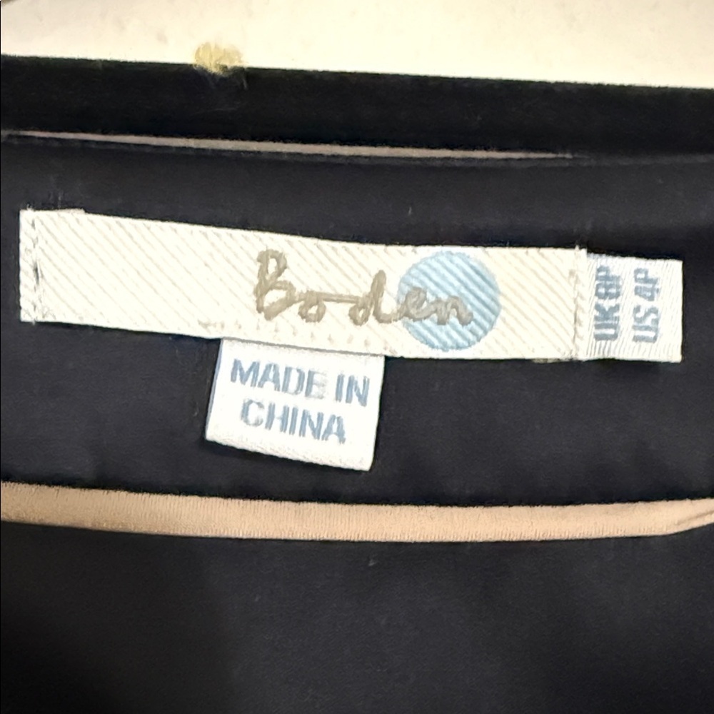 Boden Black tan Floral Mini Dress textured Shift women 4P waist belt office - Picture 2 of 10